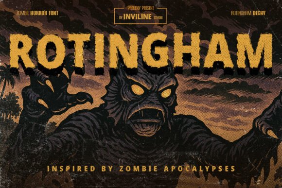 Rotingham Font: Gritty Horror Display Typeface